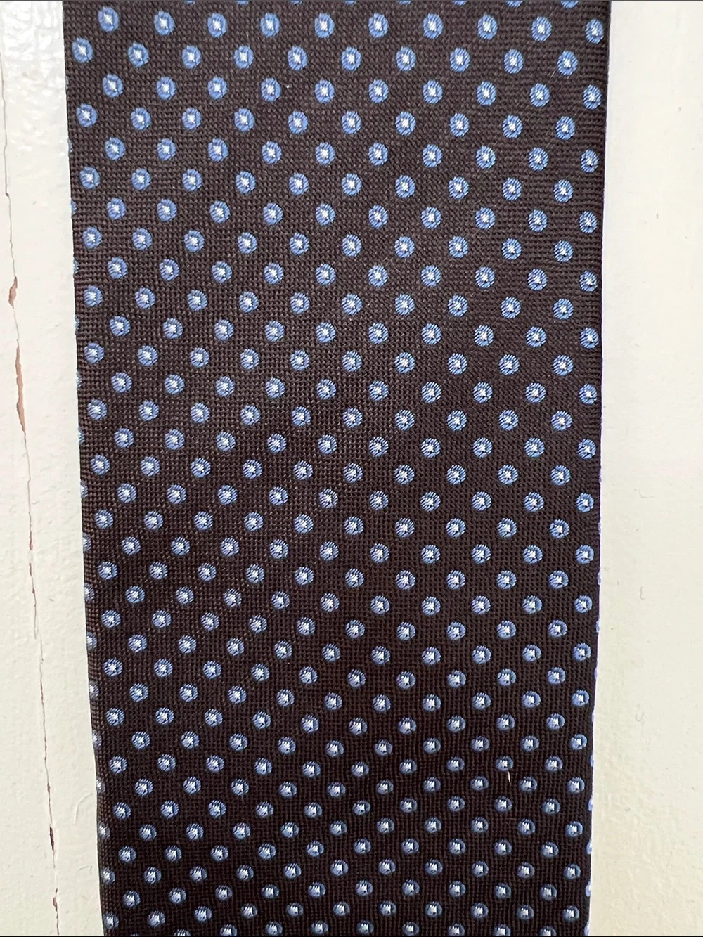 Suitsupply Dark Chocolate Brown Tie with Light Blue Dot Motif
